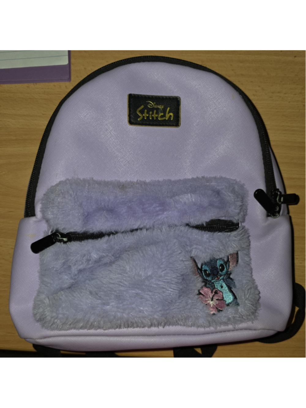 Disney Stitch Faux Fur Mini Backpack Purple One Size